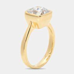 Pre Owned 3.00 cts Cushion Brilliant 18k Yellow Gold Lab Grown Diamonds Ring Size 54