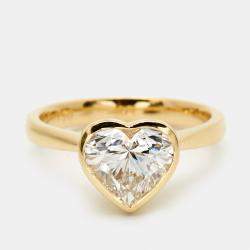 Pre Owned 2.00 cts Heart Brilliant 18k Yellow Gold Lab Grown Diamonds Ring Size 54