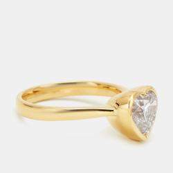Pre Owned 2.00 cts Heart Brilliant 18k Yellow Gold Lab Grown Diamonds Ring Size 54