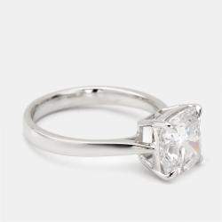 Pre Owned 3.00 cts Cushion Brilliant Lab Grown Diamond 18k White Gold Ring Size 54