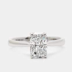 Pre Owned 1.50 cts Radiant Brilliant Cut 18k White Gold Lab Grown Diamonds Ring Size 54