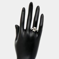 4.60 cts Emerald Cut and Tapper Lab Grown Diamond 18k White Gold Ring Size 54