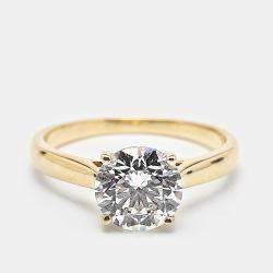 Pre Owned 2.00 cts Round Brilliant Cut 18k Yellow Gold Lab Grown Diamonds Ring Size 54