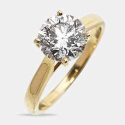 Pre Owned 2.00 cts Round Brilliant Cut 18k Yellow Gold Lab Grown Diamonds Ring Size 54