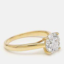 Pre Owned 2.00 cts Round Brilliant Cut 18k Yellow Gold Lab Grown Diamonds Ring Size 54