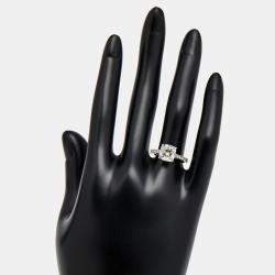 Pre Owned 2.80 cts Cushion Cut and Round Lab Grown Diamond 18k White Gold Ring Size 52