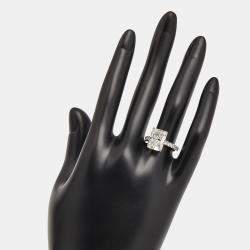 5.50 cts Radiant and Round Lab Grown Diamond 18k White Gold Ring Size 52