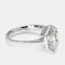2.75 cts Hexagon Cut Lab Grown Diamond 18k White Gold Ring Size 53