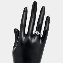 Pre Owned 1.85 cts Cushion Cut and Round Lab Grown Diamond 18k White Gold Rings Size 54