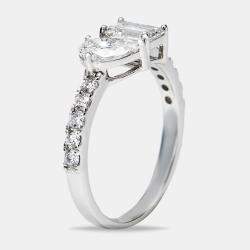 Pre Owned 1.30 cts Lab Grown Diamond 18k White Gold Ring Size 51