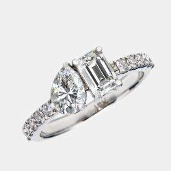 Pre Owned 1.30 cts Lab Grown Diamond 18k White Gold Ring Size 51