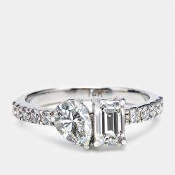 Pre Owned 1.30 cts Lab Grown Diamond 18k White Gold Ring Size 51