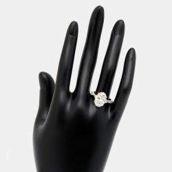 Pre Owned 5.25 cts Oval and Round Lab Grown Diamond 18k White Gold Ring Size 51