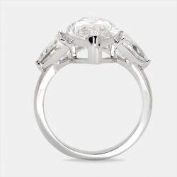Pre Owned 6.00 cts Marquise and Trillion Lab Grown Diamond 18k White Gold Ring Size 51