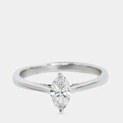 Pre Owned 0.50 cts Marquise Cut Lab Grown Diamond 18k White Gold Ring Size 51