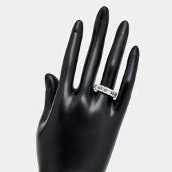 Pre Owned 2.95 cts Emerald Cut Lab Grown Diamond 18k White Gold Ring Size 52