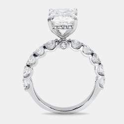 Pre Owned 5.15 cts Radiant Cut and Round Lab Grown Diamond 18k White Gold Ring Size 52