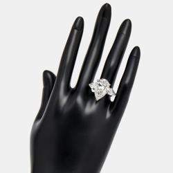 Pre Owned 12.00 cts Pear Brilliant Cut Lab Grown Diamond 18k White Gold Ring Size 52