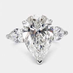 Pre Owned 12.00 cts Pear Brilliant Cut Lab Grown Diamond 18k White Gold Ring Size 52