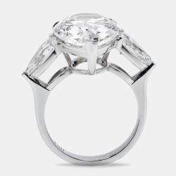 Pre Owned 12.00 cts Pear Brilliant Cut Lab Grown Diamond 18k White Gold Ring Size 52