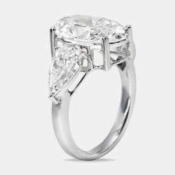 Pre Owned 7.45 cts Oval and Pear Lab Grown Diamond 18k White Gold Ring Size 52
