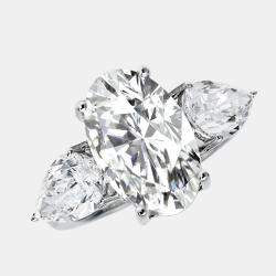 Pre Owned 7.45 cts Oval and Pear Lab Grown Diamond 18k White Gold Ring Size 52