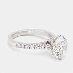 Pre Owned 3.65 cts Round Brilliant Lab Grown Diamond 18k White Gold Ring Size 52