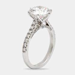 Pre Owned 3.65 cts Round Brilliant Lab Grown Diamond 18k White Gold Ring Size 52