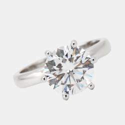 Pre Owned 3.00 cts Round Brilliant Cut Lab Grown Diamond 18k White Gold Ring Size 52