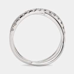 Pre Owned 0.65 cts Round Brilliant Lab Grown Diamond 18k White Gold Ring Size 52