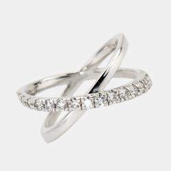 Pre Owned 0.65 cts Round Brilliant Lab Grown Diamond 18k White Gold Ring Size 52