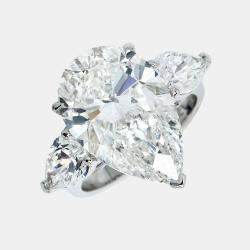 Pre Owned 12 cts Pear Brilliant Cut Lab Grown Diamond 18k White Gold Ring Size 52