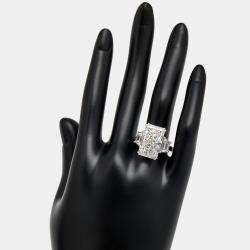 Pre Owned 17.00 cts Radiant Cut and Trapezoid Lab Grown Diamond 18k White Gold Ring Size 54