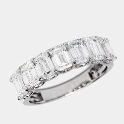Pre Owned 2.95 cts Emerald Cut Lab Grown Diamond 18k White Gold Ring Size 54