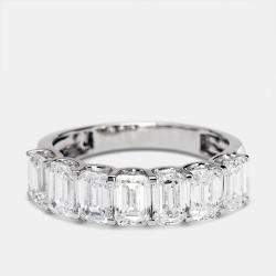 Pre Owned 2.95 cts Emerald Cut Lab Grown Diamond 18k White Gold Ring Size 54