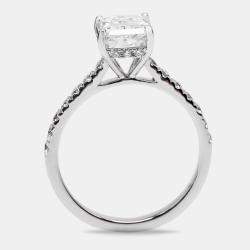 Pre Owned 2.50 cts Radiant Cut and Round Lab Grown Diamond 18k White Gold Ring Size 54