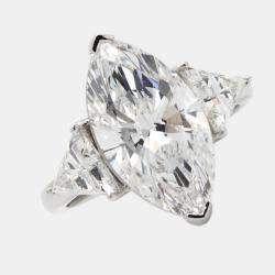 Pre Owned 6.00 cts Marquise and Trillion Lab Grown Diamond 18k White Gold Ring Size 54