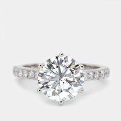 Pre Owned 3.65 cts Round Brilliant Lab Grown Diamond 18k White Gold Ring Size 54