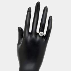 Pre Owned 3.65 cts Round Brilliant Lab Grown Diamond 18k White Gold Ring Size 54