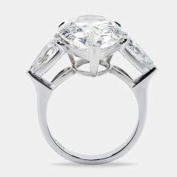 Pre Owned 12 cts Pear Brilliant Cut Lab Grown Diamond 18k White Gold Ring Size 54