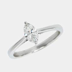 Pre Owned 0.50 cts Marquise Cut Lab Grown Diamond 18k White Gold Ring Size 54