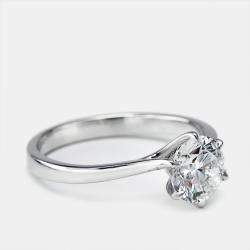 Pre Owned 1.00 cts Round Brilliant Lab Grown Diamond 18k White Gold Ring Size 51