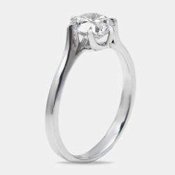 Pre Owned 1.00 cts Round Brilliant Lab Grown Diamond 18k White Gold Ring Size 51