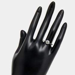 Pre Owned 1.00 cts Round Brilliant Lab Grown Diamond 18k White Gold Ring Size 51