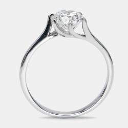 Pre Owned 1.00 cts Round Brilliant Lab Grown Diamond 18k White Gold Ring Size 52