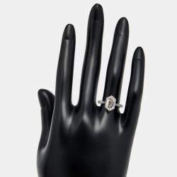 Pre Owned 2.05 cts Hexagon Cut Lab Grown Diamond 18k White Gold Ring Size 53