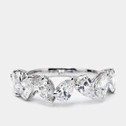 Pre Owned 2.30 cts Pear Lab Grown Diamond 18k White Gold Ring Size 52