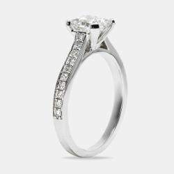 Pre Owned 2.40 cts Princess and Round Lab Grown Diamond 18k White Gold Ring Size 52