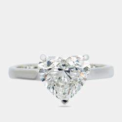Pre Owned 2.00 cts Heart Lab Grown Diamond 18k White Gold Ring Size 52