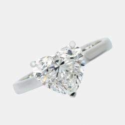 Pre Owned 2.00 cts Heart Lab Grown Diamond 18k White Gold Ring Size 54